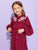 Girls Frill Trim Appliques Belted Maxi Dress