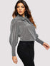 Tie Neck Glitter Blouse