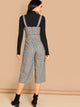 Button Front Tie Waist Wide Leg Jumpsuit