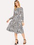 Shirred Waist Leopard Dress