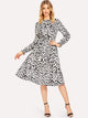 Shirred Waist Leopard Dress