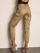 Joyfunear Pocket Side Elastic Hem Belted Utility Pants