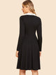 50s Contrast Collar Fit & Flare Dress