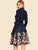 50s Frill Neck Self Belt Flared Floral Dress