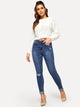 Rolled Knee Rips Jeggings