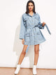 Pocket Patched Buttoned Denim Dress