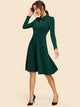 Keyhole Front Collared Flare Dress