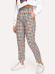 Exposed Zip Fly Plaid Peg Pants