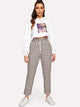 Exposed Zip Fly Plaid Peg Pants