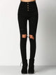 Knee Rips Button Fly Skinny Jeans