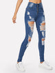 Ripped Faded Wash Button Fly Skinny Jeans