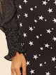 Frilled Cuff Star & Dot Print Bodice Dress