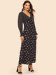 Frilled Cuff Star & Dot Print Bodice Dress
