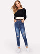 Solid Ripped Skinny Jeans