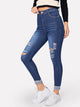 Solid Ripped Skinny Jeans