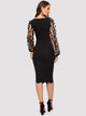 3D Applique Mesh Sleeve Scallop Edge Dress