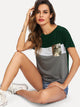 Cut and Sew Sequin Pocket Tee