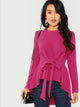 Self Belted Asymmetrical Hem Top