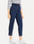 Ruffle Waist Solid Crop Jeans