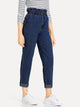 Ruffle Waist Solid Crop Jeans