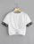 Neon Green Letter Tape Panel Twist Front Crop Tee