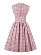 50s Calico Print Button Up Flared Dress