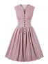 50s Calico Print Button Up Flared Dress