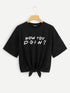 Letter Print Knot Tee