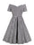 50s Off-The-Shoulder Gingham Flared Dress