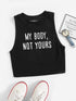 Neon Lime Slogan Print Crop Tank Top