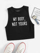 Neon Lime Slogan Print Crop Tank Top