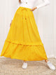 Drawstring Waist Frill Trim Polka Dot Skirt