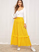 Drawstring Waist Frill Trim Polka Dot Skirt
