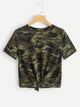 Knot Front Camo Tee