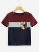 Cut and Sew Sequin Pocket Tee