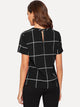 Choker Neck Keyhole Back Grid Top