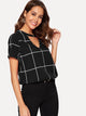 Choker Neck Keyhole Back Grid Top