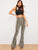Snake Pattern Flare Leg Pants