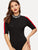 Letter Print Mock Neck Striped Sleeve Bodysuit