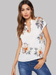Floral Print V-cut Neck Dip Hem Top