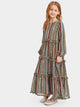 Girls Tassel Trim Tribal Print Maxi Dress