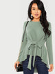 Self Belted Asymmetrical Hem Top
