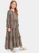 Girls Tassel Trim Tribal Print Maxi Dress