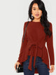 Self Belted Asymmetrical Hem Top