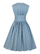 50s Button Front Floral Print Dress