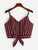 Striped Button Front Knot Hem Cami Top
