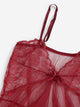 Contrast Lace Asymmetrical Sheer Slips With Thong