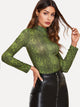Mock Neck Snakeskin Fitted T-shirt