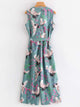 Self Tie Floral & Crane Print Jumpsuit