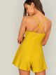 Crisscross Back Button Front Cami Romper